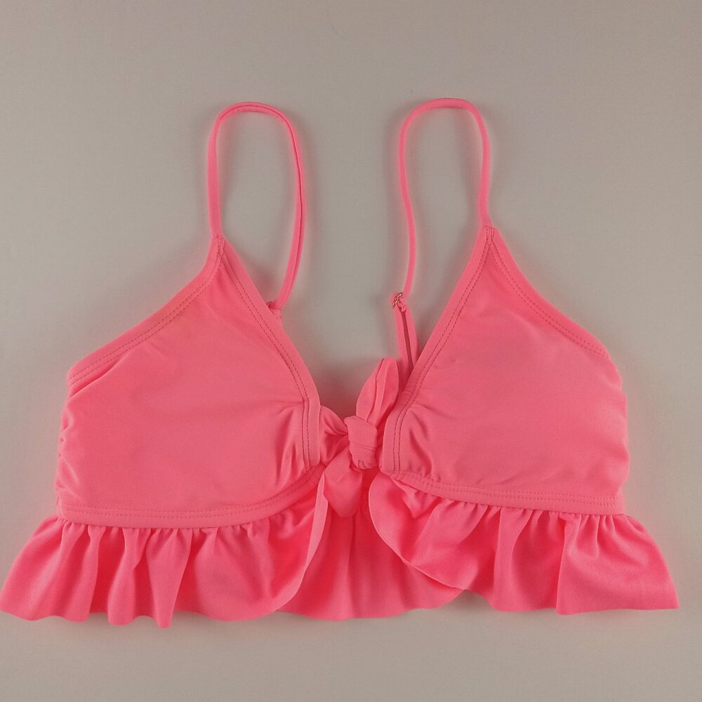 SO Front Flounce Triangle Bikini Top Juniors Size Small Sunny Coral Swimsuit